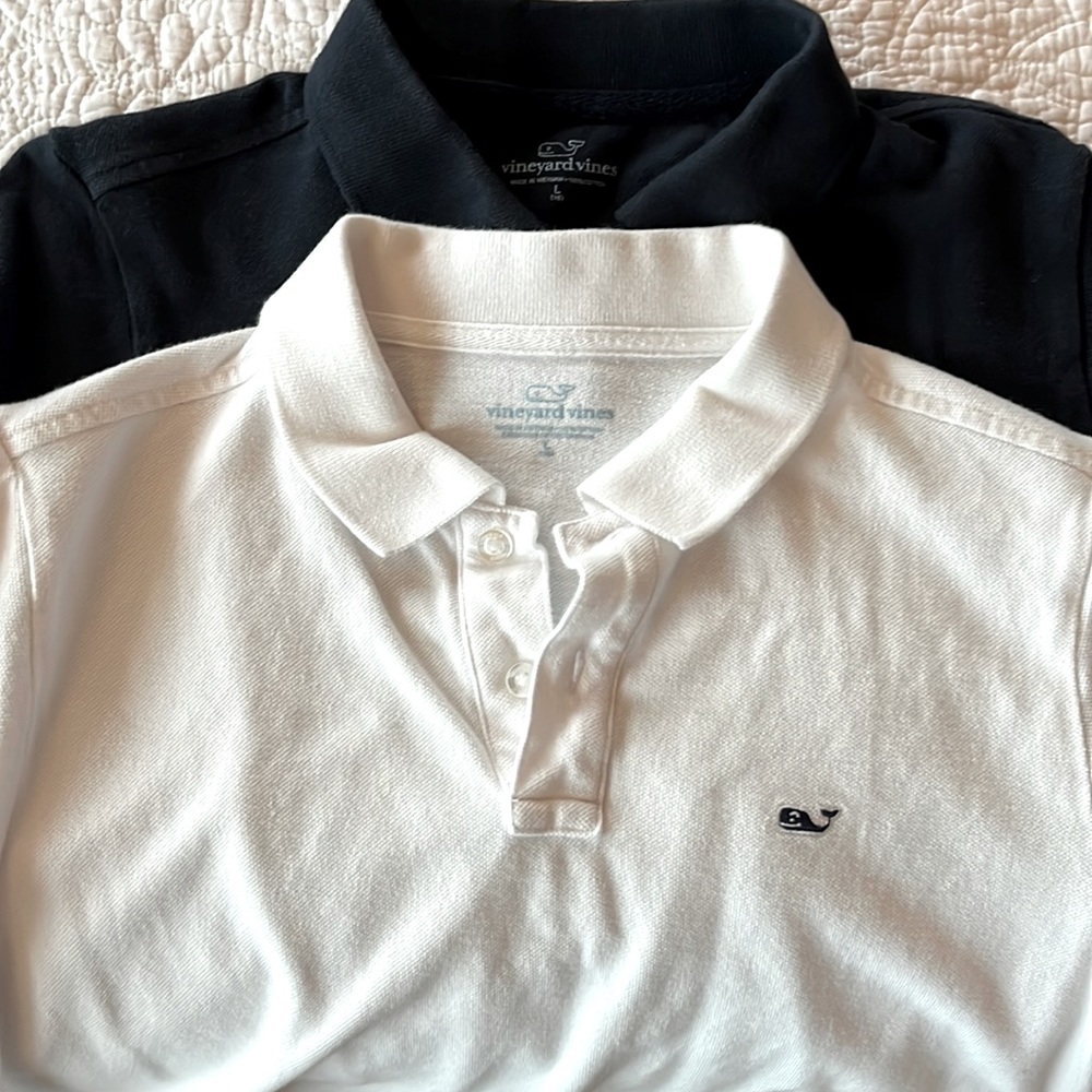 Two Pack! Boys Vineyard Vines Polos, Navy and White